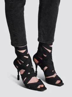 Cheap Moneta Leather And Elastic sandals With Logo Women High Heels & Pumps