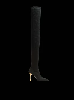 Online Moneta Mesh Thigh Boots With Monogram Women Boots