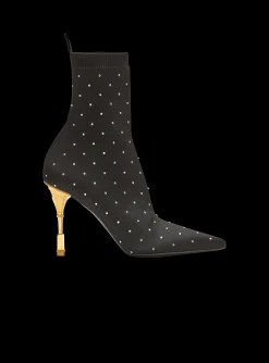Best Sale Moneta Rhinestoned Knit Ankle Boots Women Boots