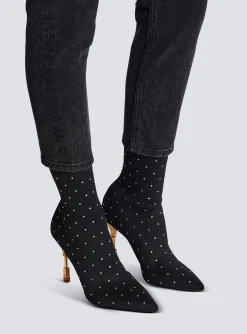 Best Sale Moneta Rhinestoned Knit Ankle Boots Women Boots