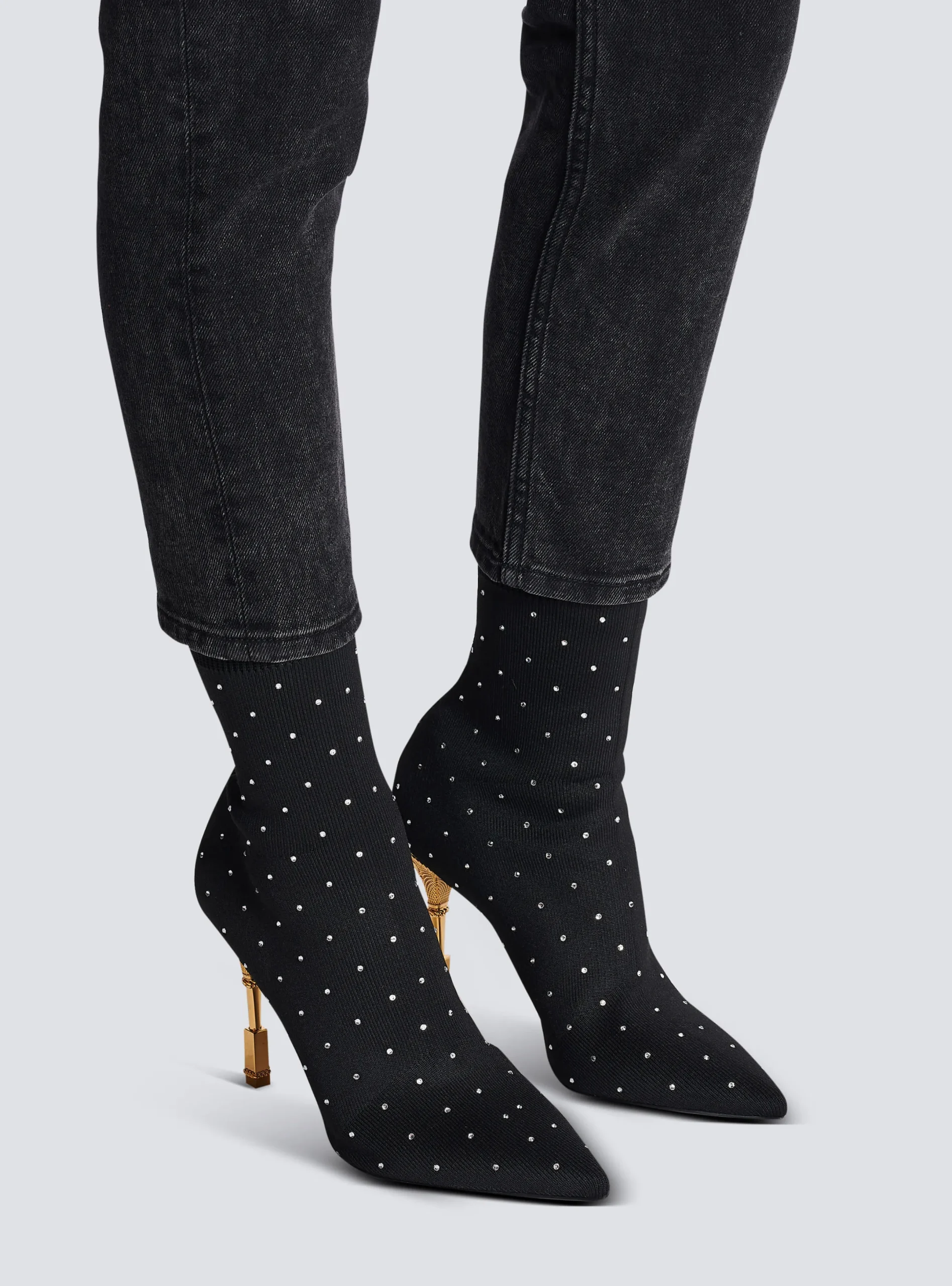 Best Sale Moneta Rhinestoned Knit Ankle Boots Women Boots