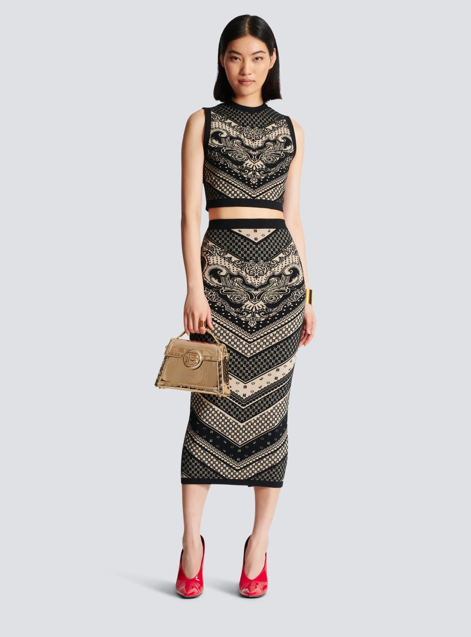 Clearance Monogram And Paisley Knit Skirt Women Skirts|Knitwear