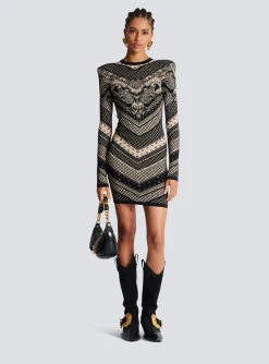 Flash Sale Monogram And Paisley Knit Short Dress Women Knitwear|Dresses