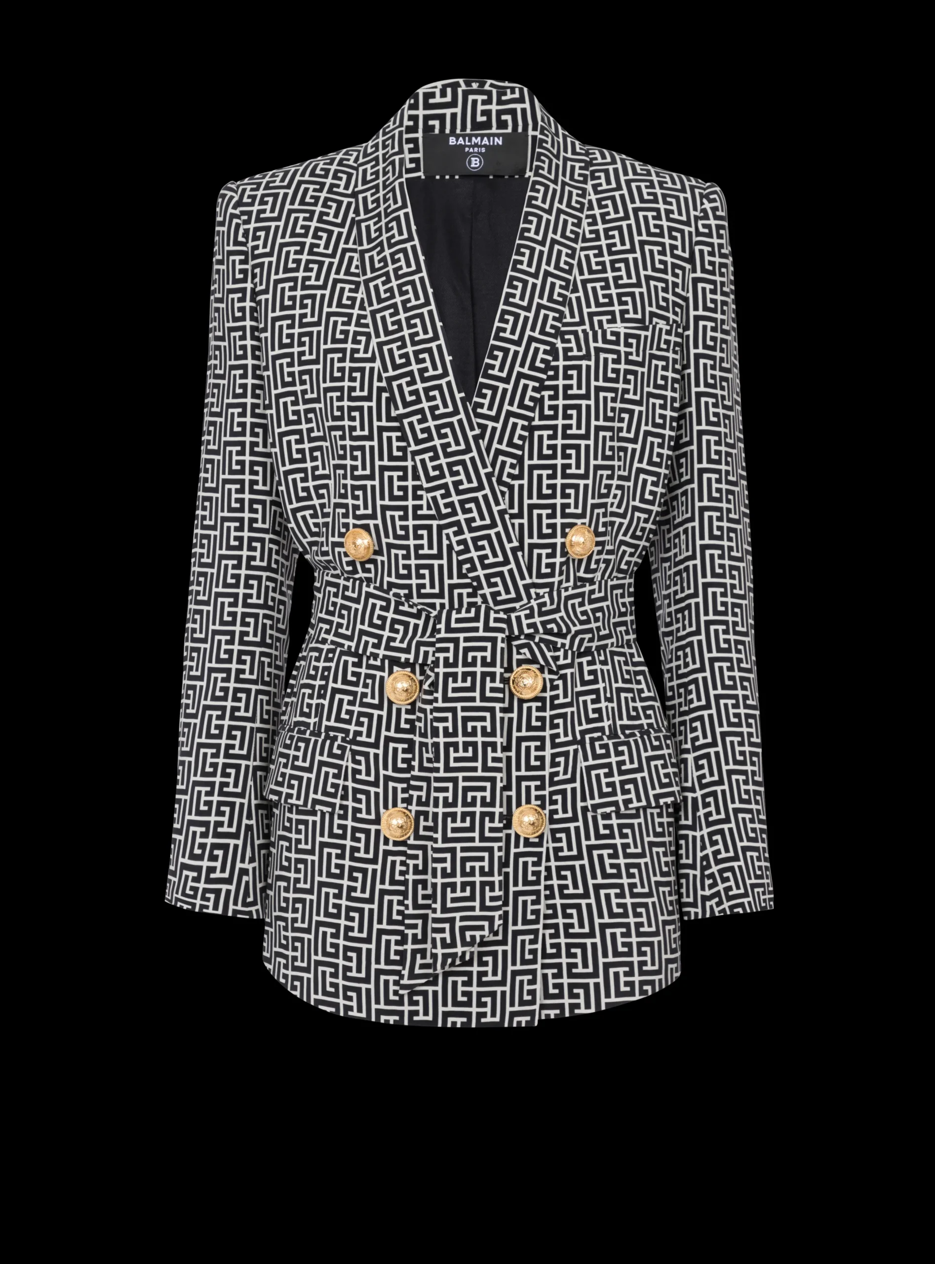 Store Monogram Printed Jacket With Shawl Collar Women Jackets And Blazers