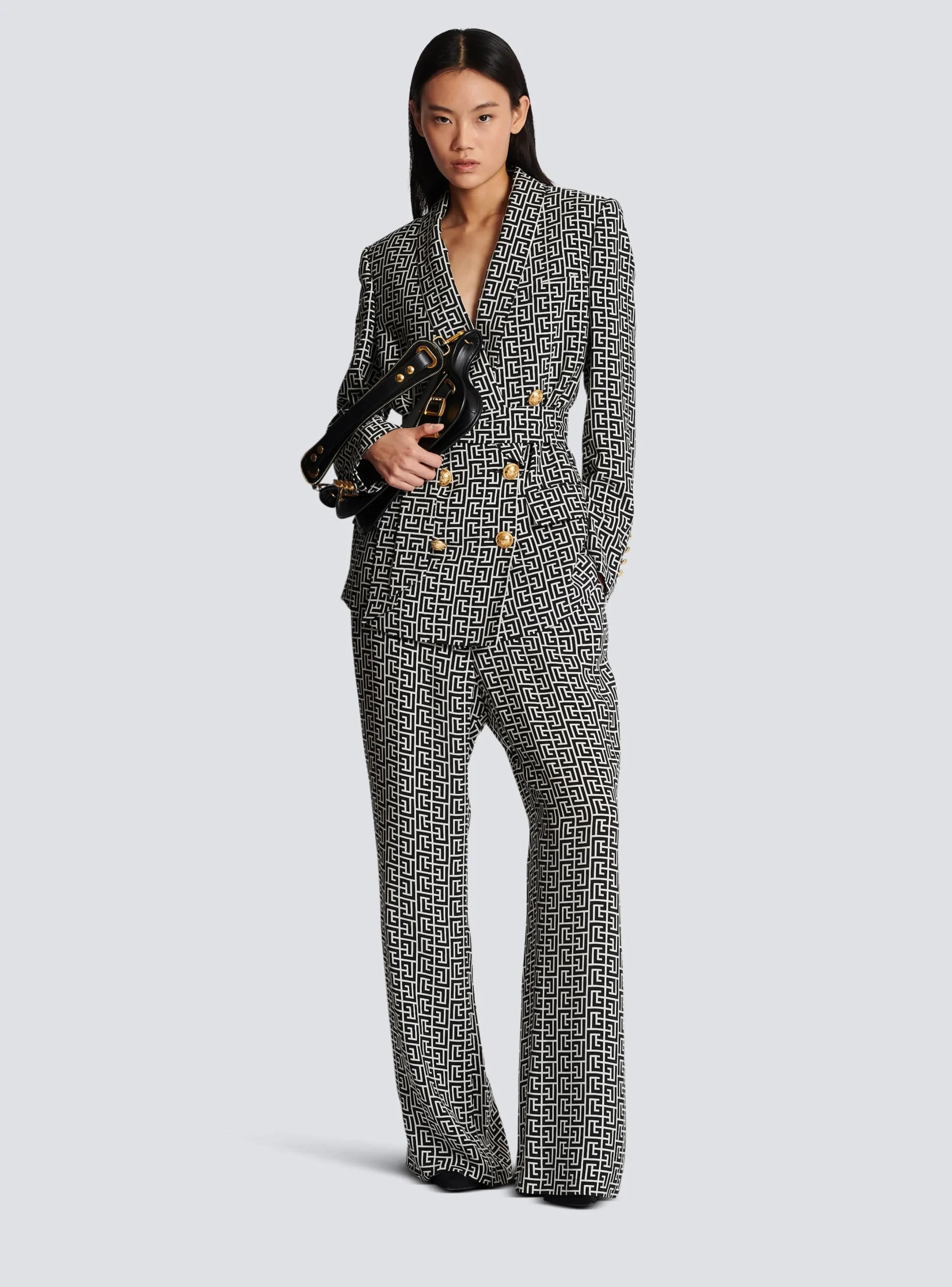 Store Monogram Printed Jacket With Shawl Collar Women Jackets And Blazers