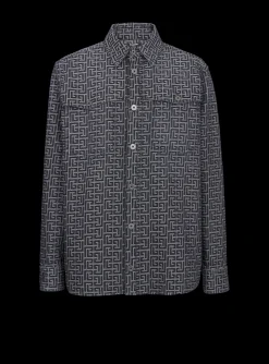 Cheap Monogrammed Jacquard Denim Shirt Shirts And Polos|Denim