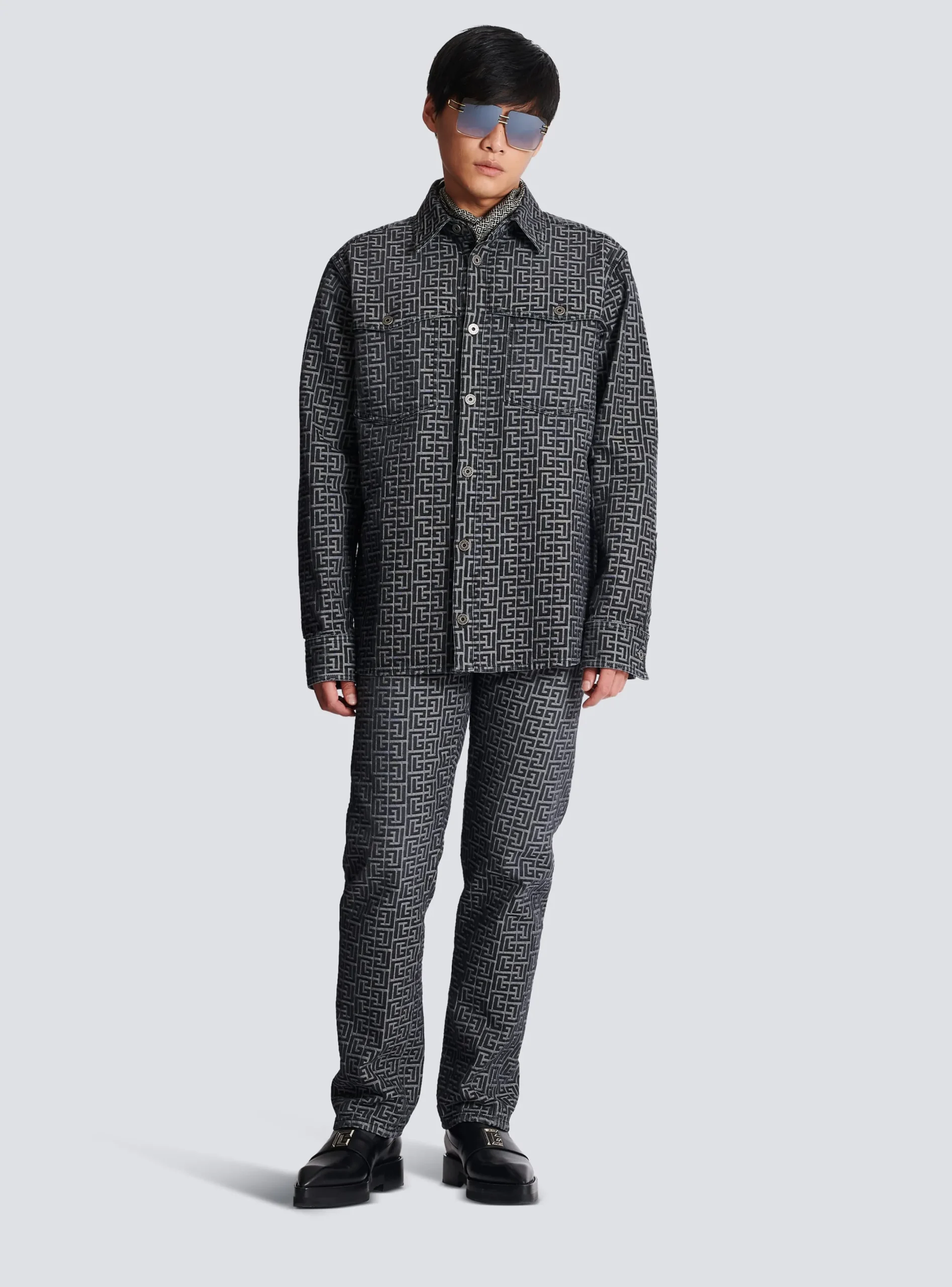Cheap Monogrammed Jacquard Denim Shirt Shirts And Polos|Denim