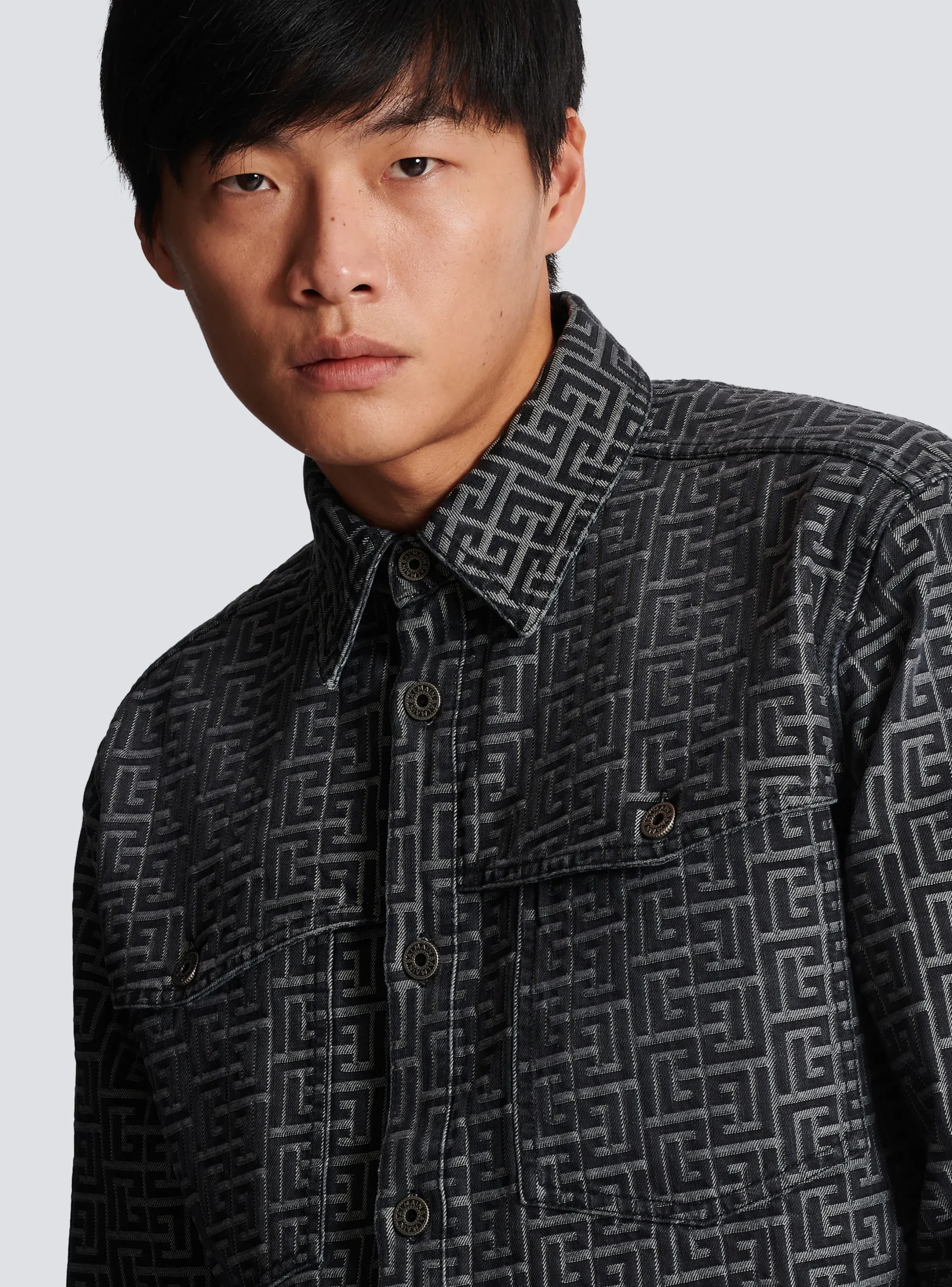 Cheap Monogrammed Jacquard Denim Shirt Shirts And Polos|Denim