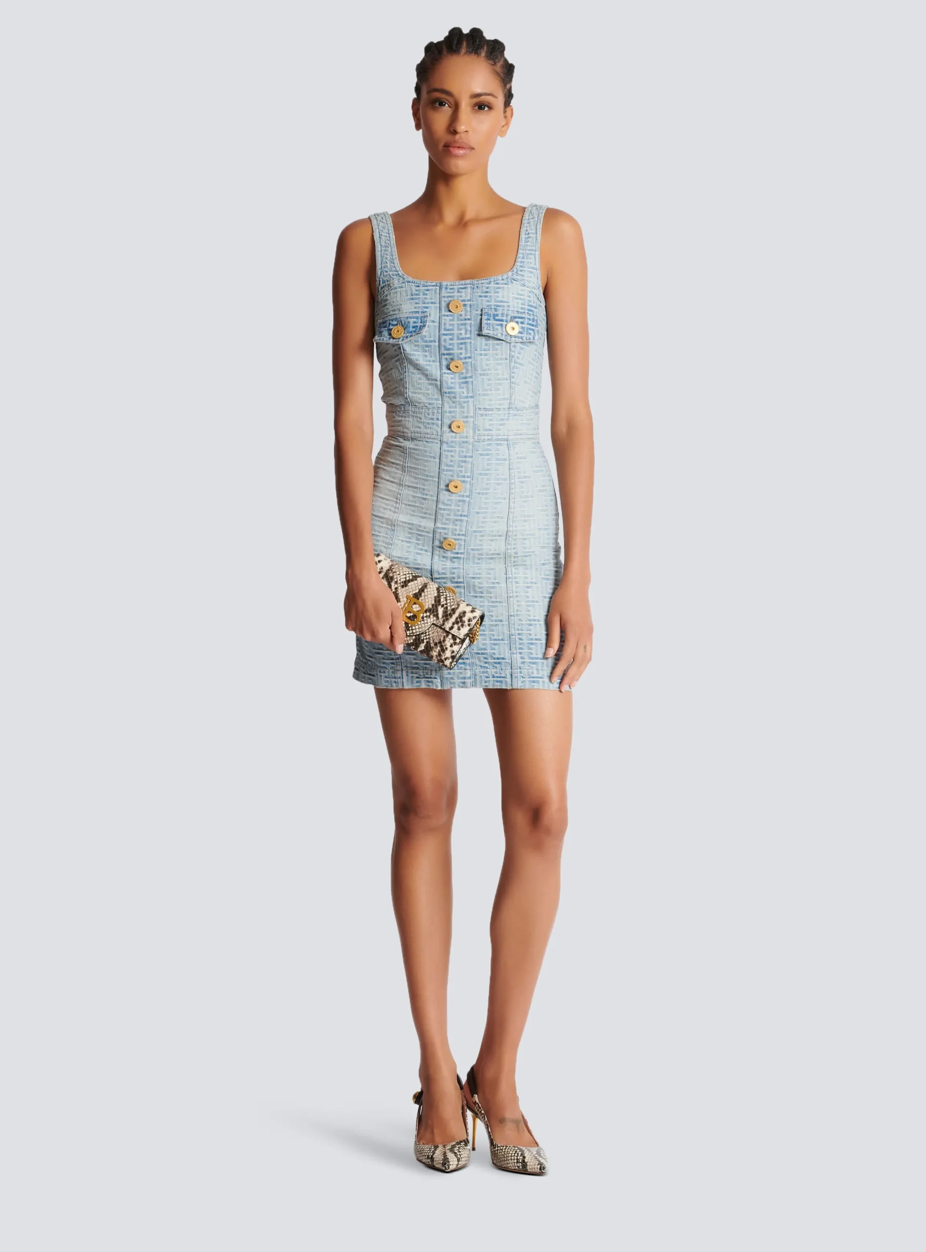 Clearance Monogrammed Short Denim Dress Women Denim|Dresses