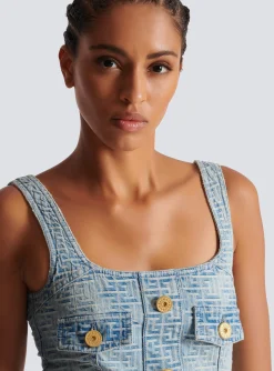 Clearance Monogrammed Short Denim Dress Women Denim|Dresses