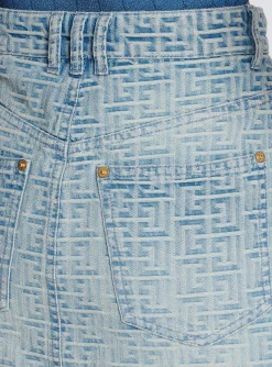 Online Monogrammed Short Denim Skirt Women Denim|Skirts