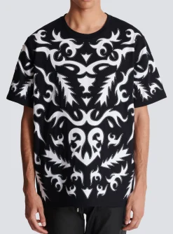Best Sale Oversized T-shirt With Laser-cut Baroque Print T-Shirts