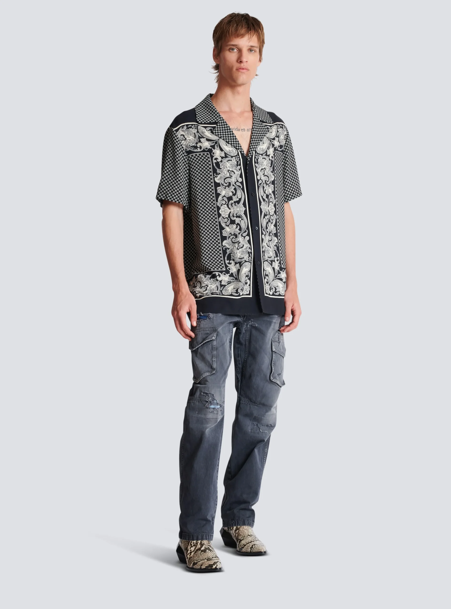Fashion Paisley And Mini Monogram Printed Silk Shirt Shirts And Polos