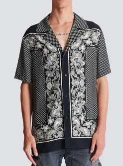 Fashion Paisley And Mini Monogram Printed Silk Shirt Shirts And Polos