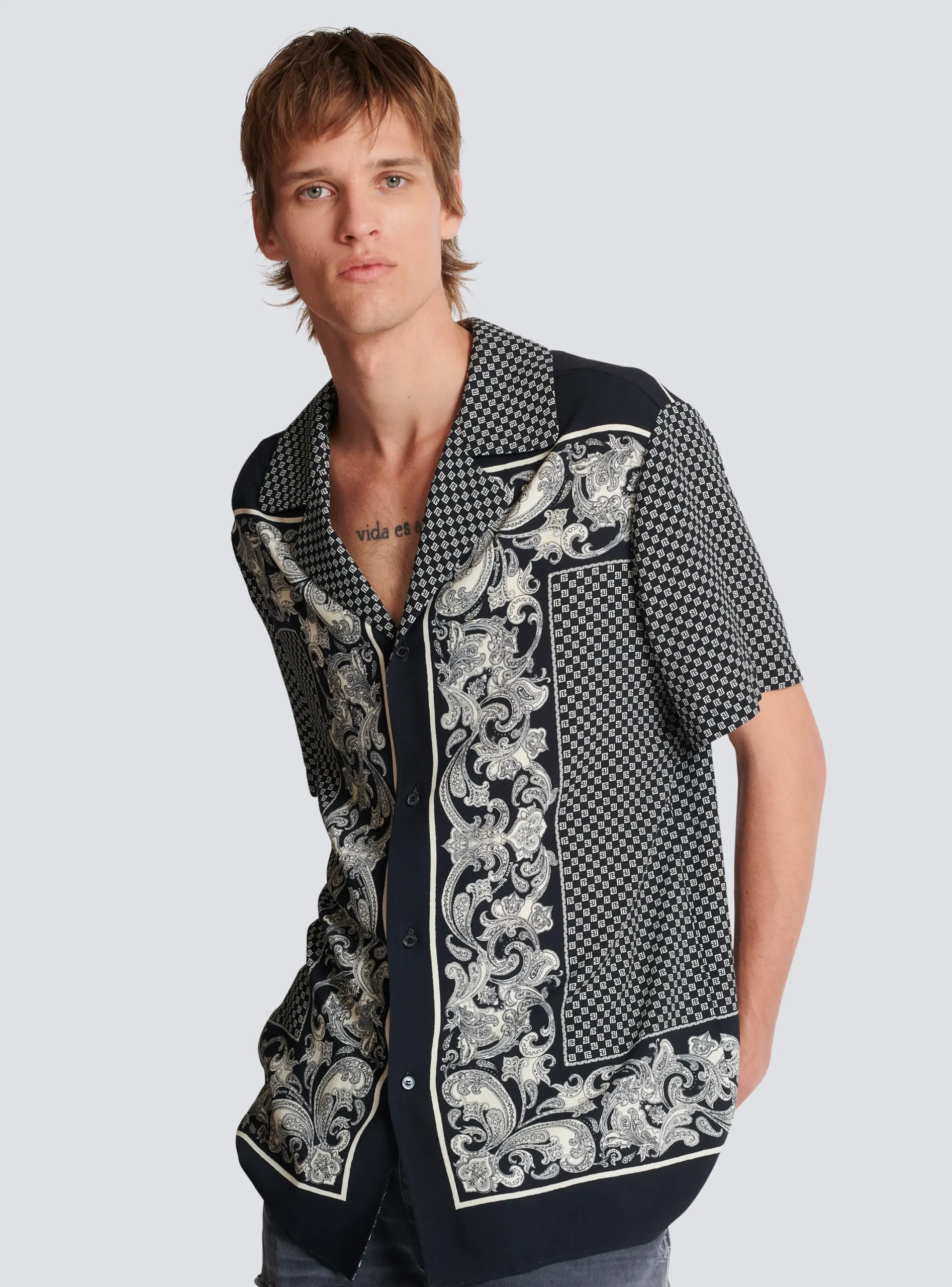 Fashion Paisley And Mini Monogram Printed Silk Shirt Shirts And Polos