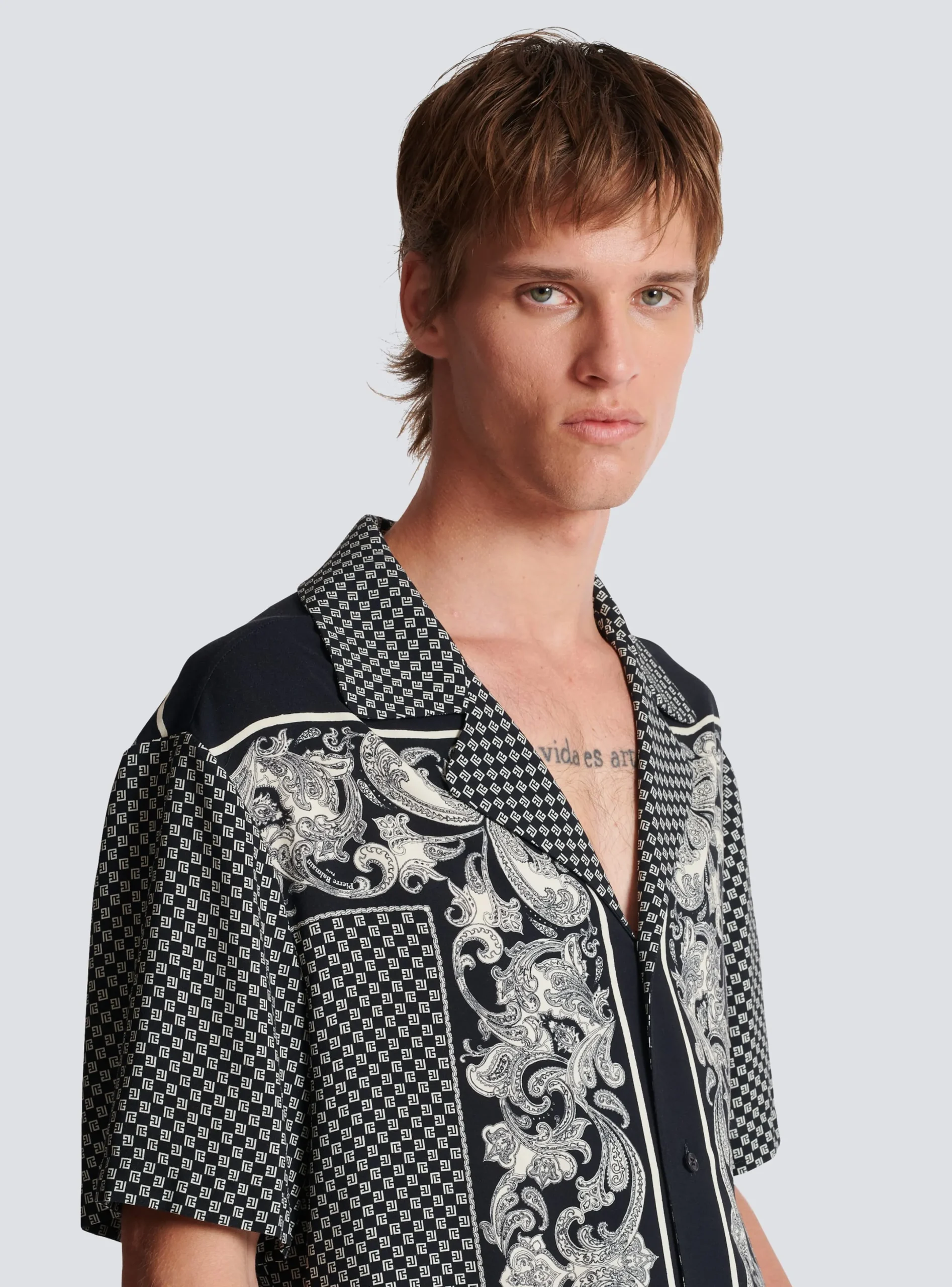 Fashion Paisley And Mini Monogram Printed Silk Shirt Shirts And Polos