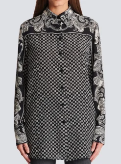 Discount Paisley And Mini Monogram Printed Silk Shirt Women Tops And Shirts
