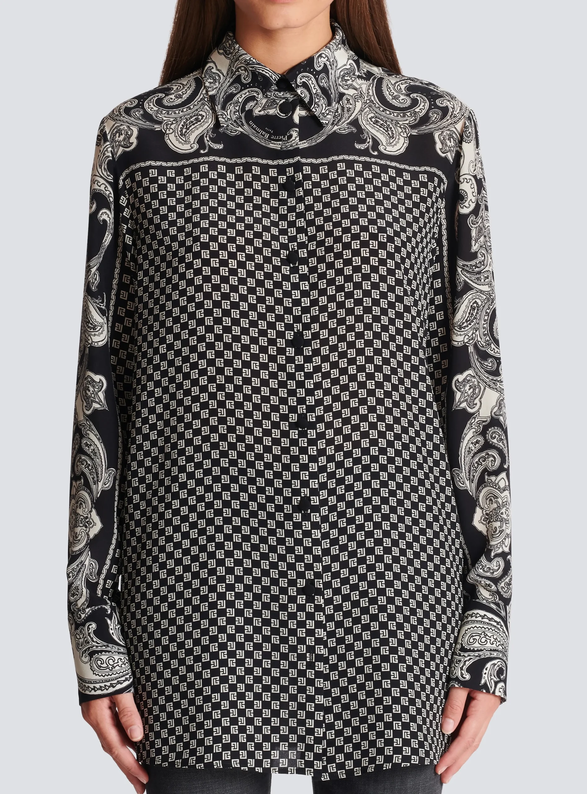 Discount Paisley And Mini Monogram Printed Silk Shirt Women Tops And Shirts