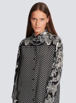 Discount Paisley And Mini Monogram Printed Silk Shirt Women Tops And Shirts