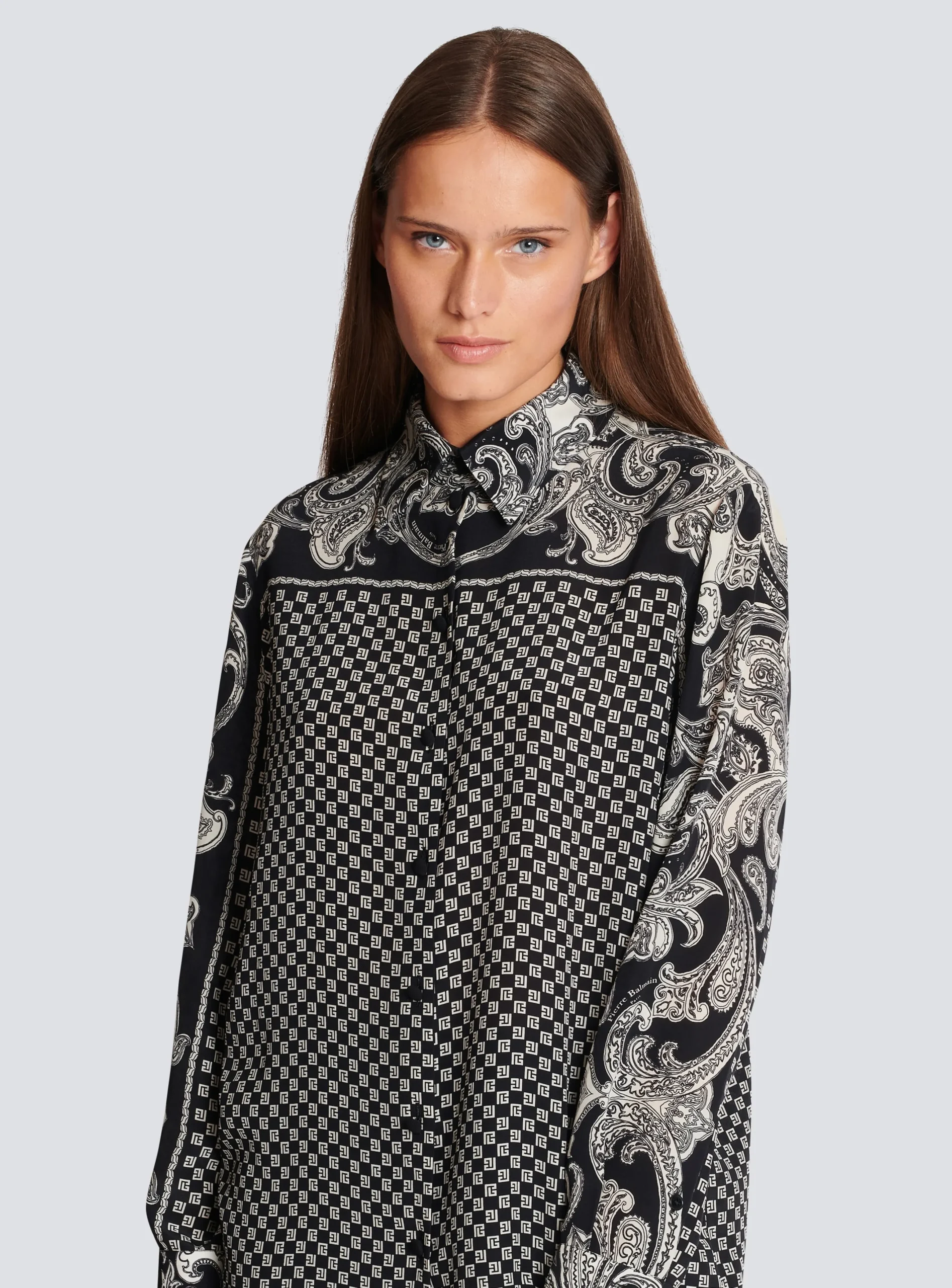 Discount Paisley And Mini Monogram Printed Silk Shirt Women Tops And Shirts