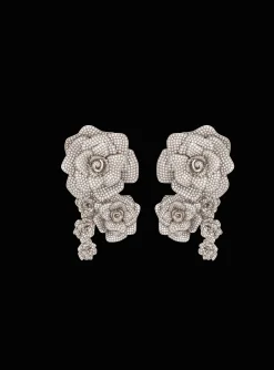 Outlet Palladium Rose Earrings Set With Crystals Women Fashion Jewelry