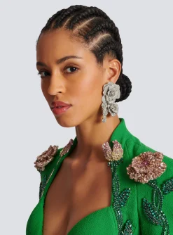Outlet Palladium Rose Earrings Set With Crystals Women Fashion Jewelry