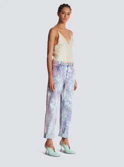 Best Sale Palm Tree Denim Boyfriend Jeans Women Denim