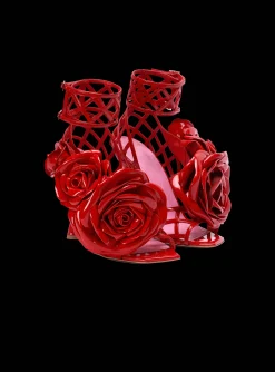 Hot Patent Leather Eden Sandals With Openwork Grid And Flowers Women High Heels & Pumps