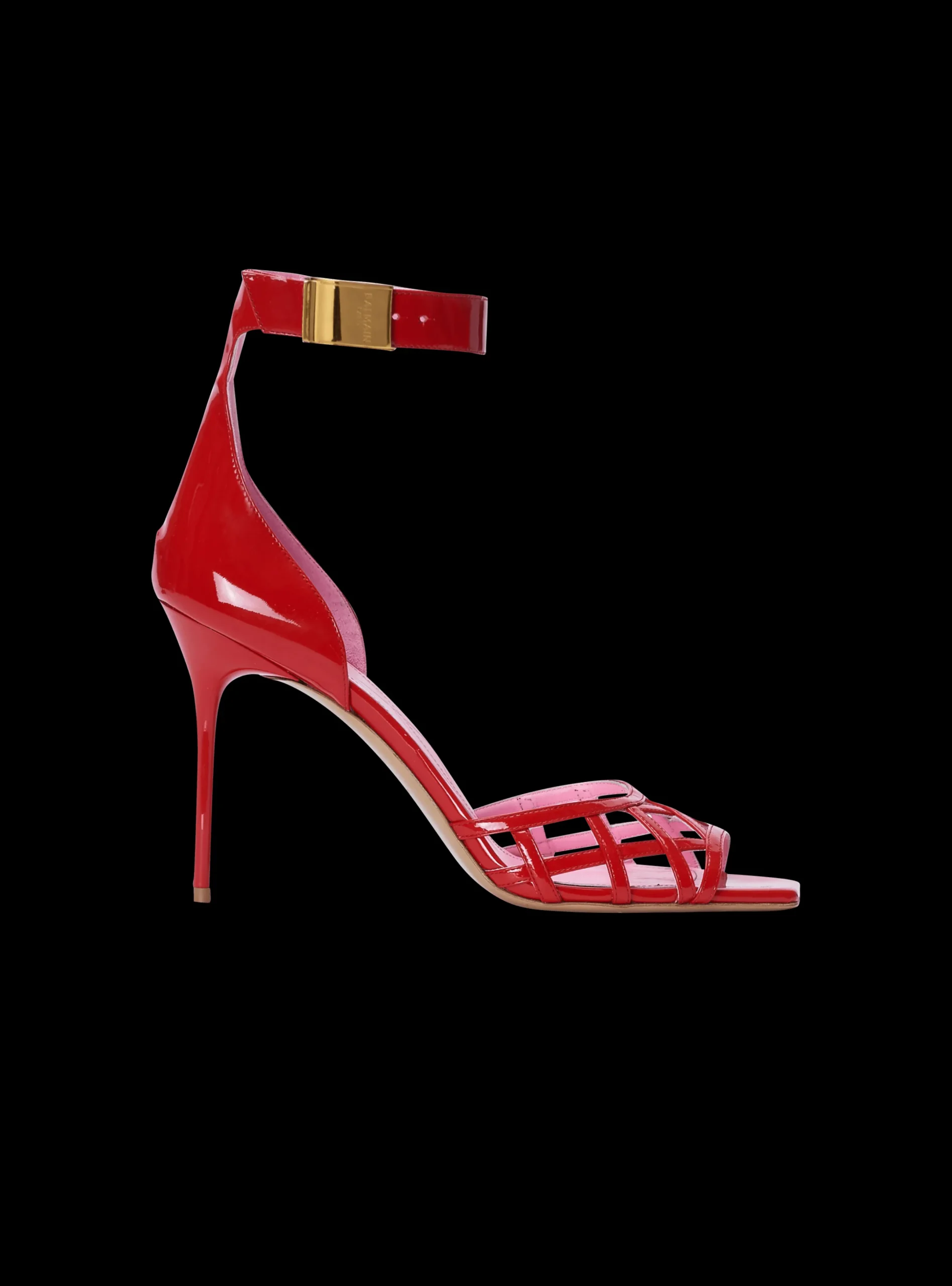 Outlet Patent Leather Uma Sandals With Openwork Grid Women High Heels & Pumps