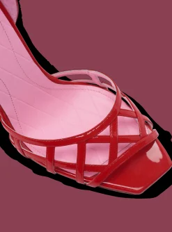 Outlet Patent Leather Uma Sandals With Openwork Grid Women High Heels & Pumps