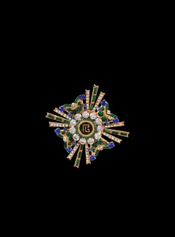 Hot PB Lacquered Brass And Crystal Brooch Women Fashion Jewelry
