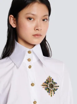 Hot PB Lacquered Brass And Crystal Brooch Women Fashion Jewelry