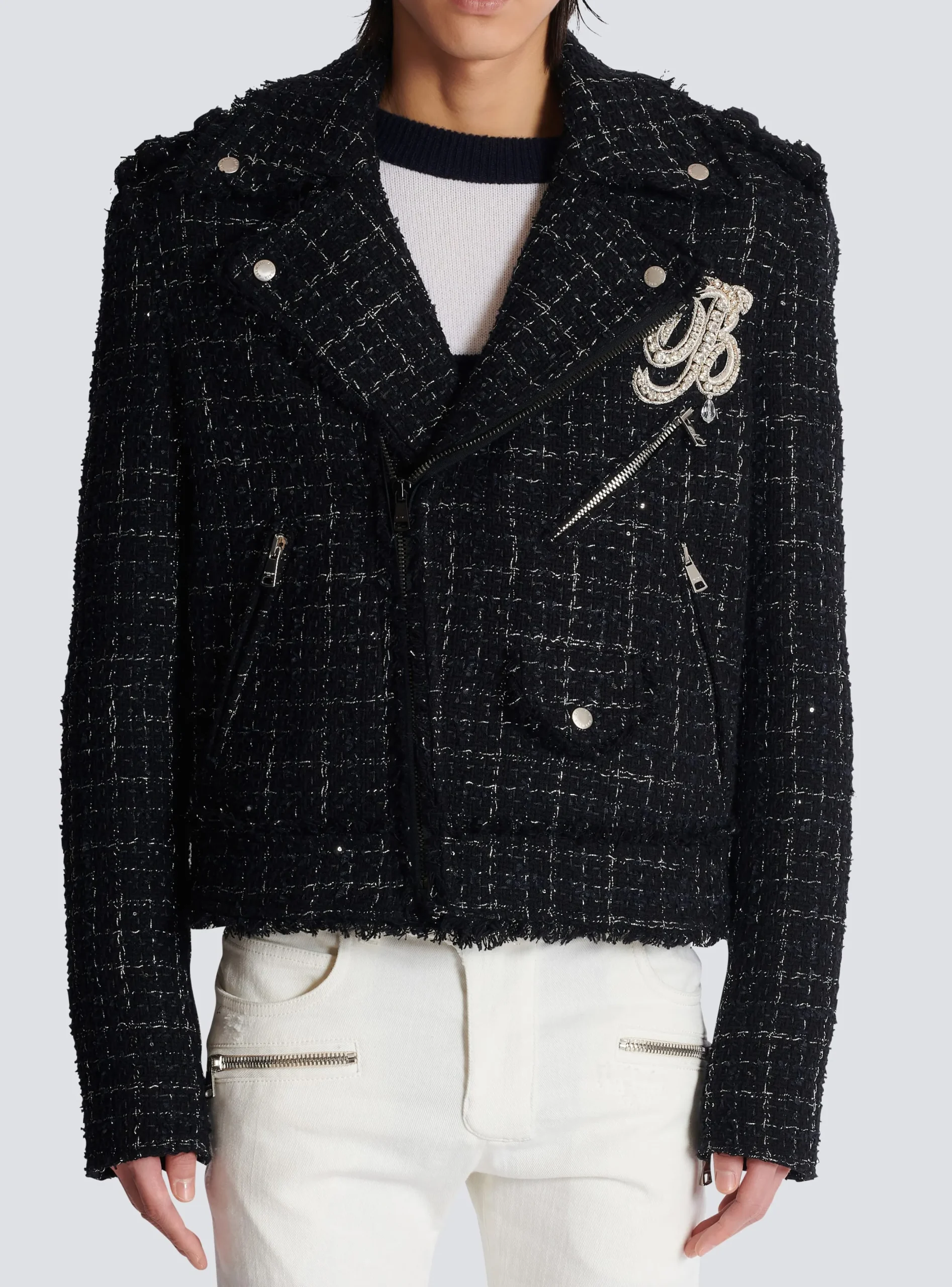 Discount PB Signature Tweed Biker Jacket Outerwear