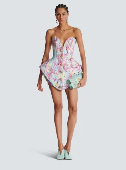 Store Peplum Bustier Dress With Feather Print Women Dresses