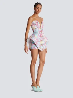 Store Peplum Bustier Dress With Feather Print Women Dresses