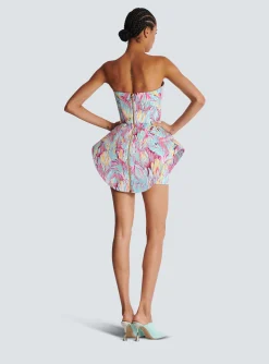 Store Peplum Bustier Dress With Feather Print Women Dresses