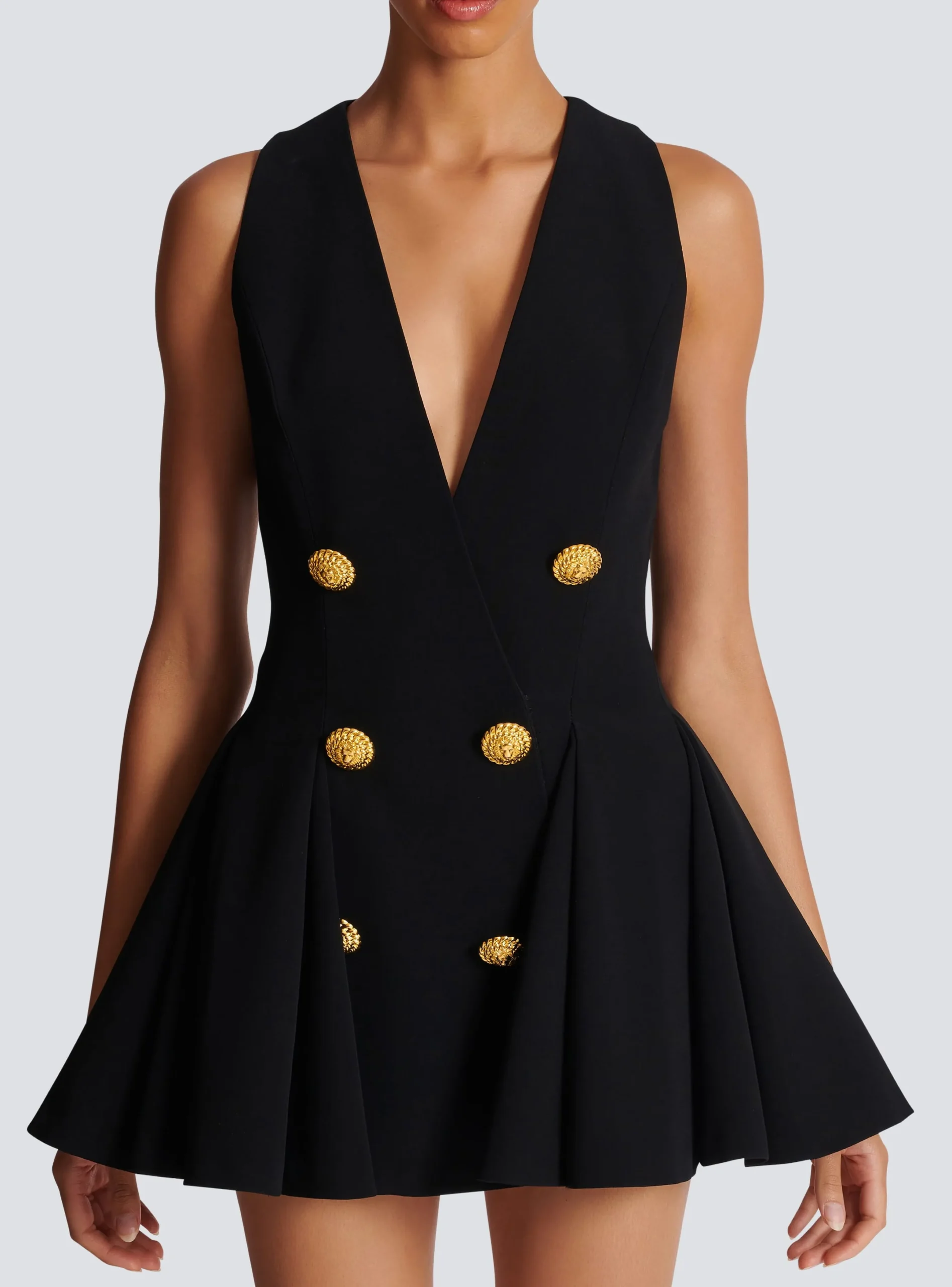Online Pleated Flared Crepe Dress Women Dresses