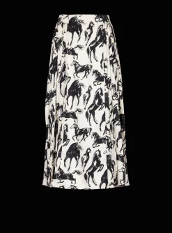 Cheap Pleated Midi Skirt In Printed Silk Women Skirts