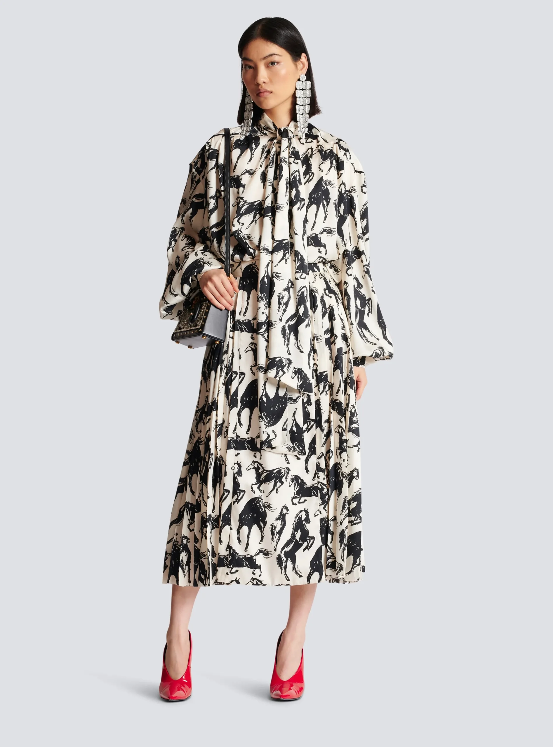 Cheap Pleated Midi Skirt In Printed Silk Women Skirts