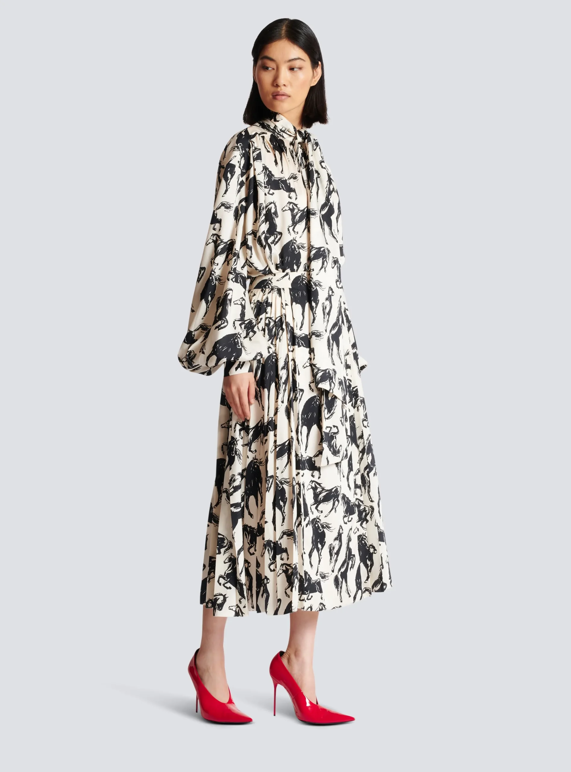 Cheap Pleated Midi Skirt In Printed Silk Women Skirts