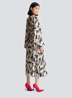 Cheap Pleated Midi Skirt In Printed Silk Women Skirts