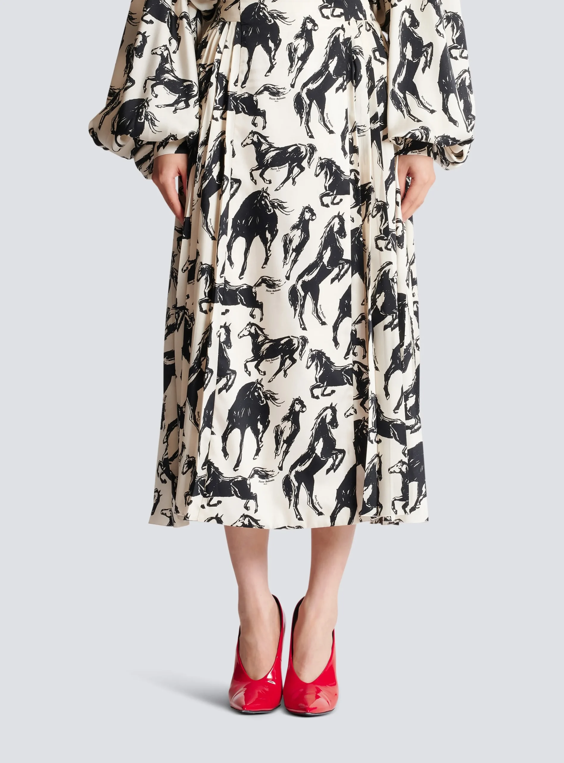 Cheap Pleated Midi Skirt In Printed Silk Women Skirts