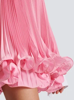 Discount Pleated Skirt With Ruffles Women Skirts