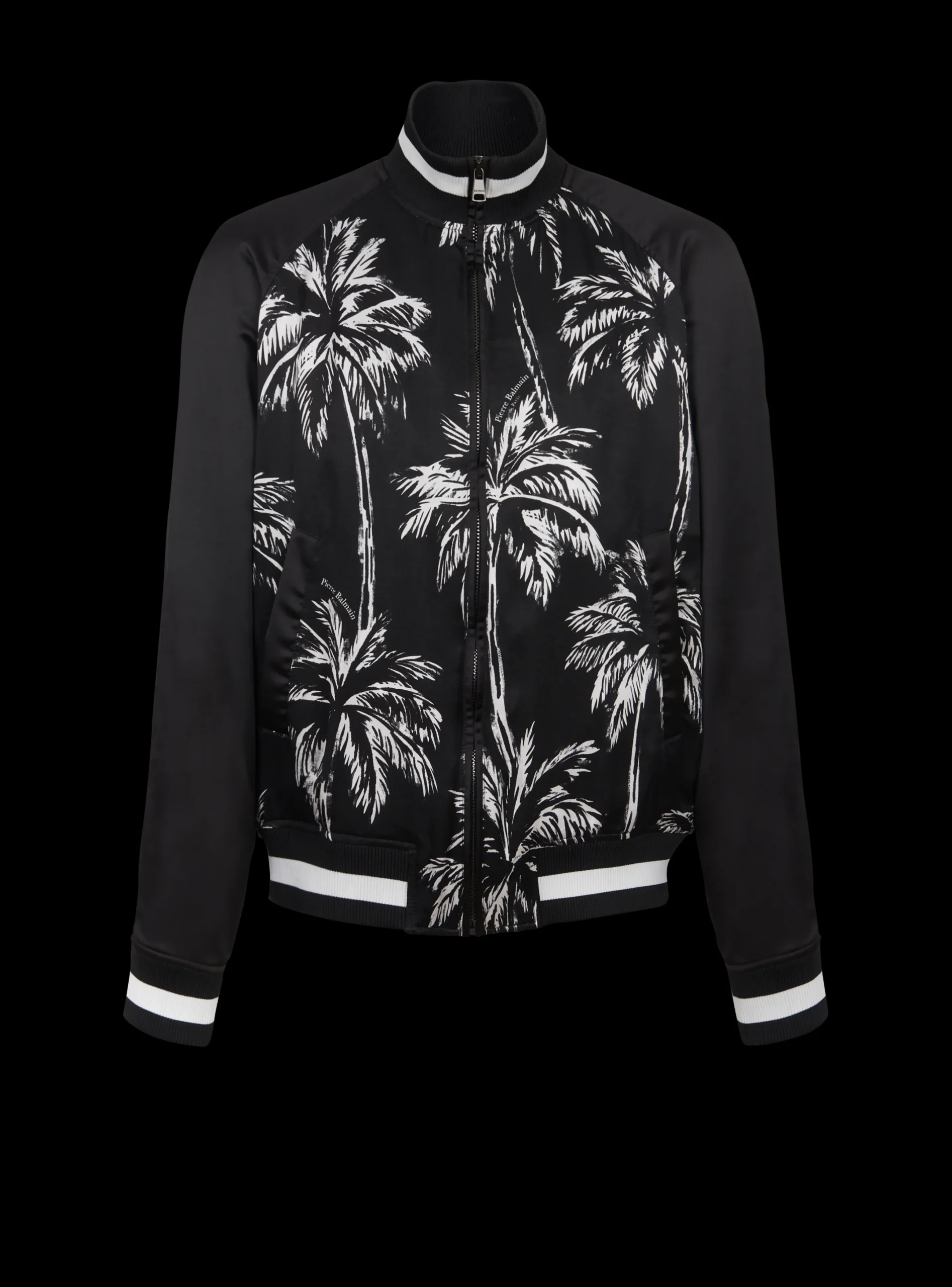 Sale Printed Satin Palm Tree Bomber Jacket Outerwear