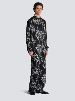 Store Printed Satin Palm Tree Shirt Shirts And Polos