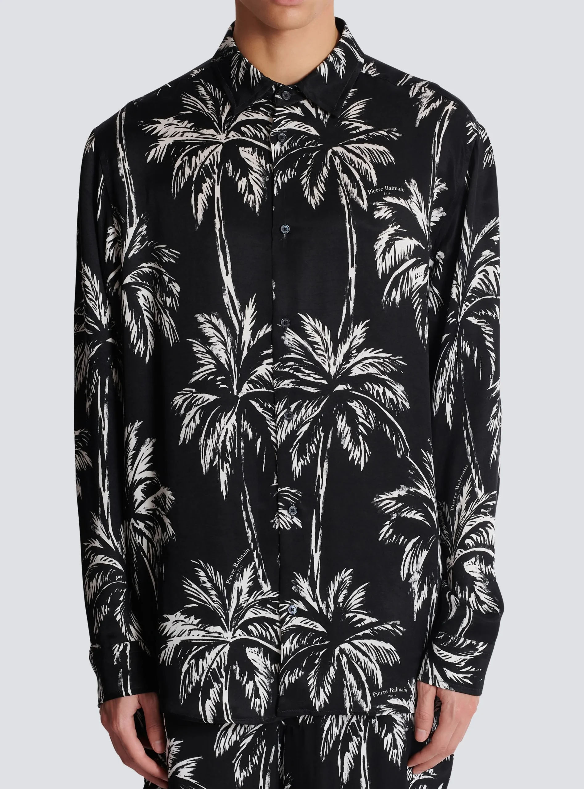 Store Printed Satin Palm Tree Shirt Shirts And Polos