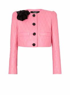 Best Sale Quilted Cropped Leather Jacket Women Jackets And Blazers