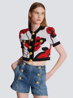 Clearance Roses Jacquard Knit Cardigan Women Knitwear