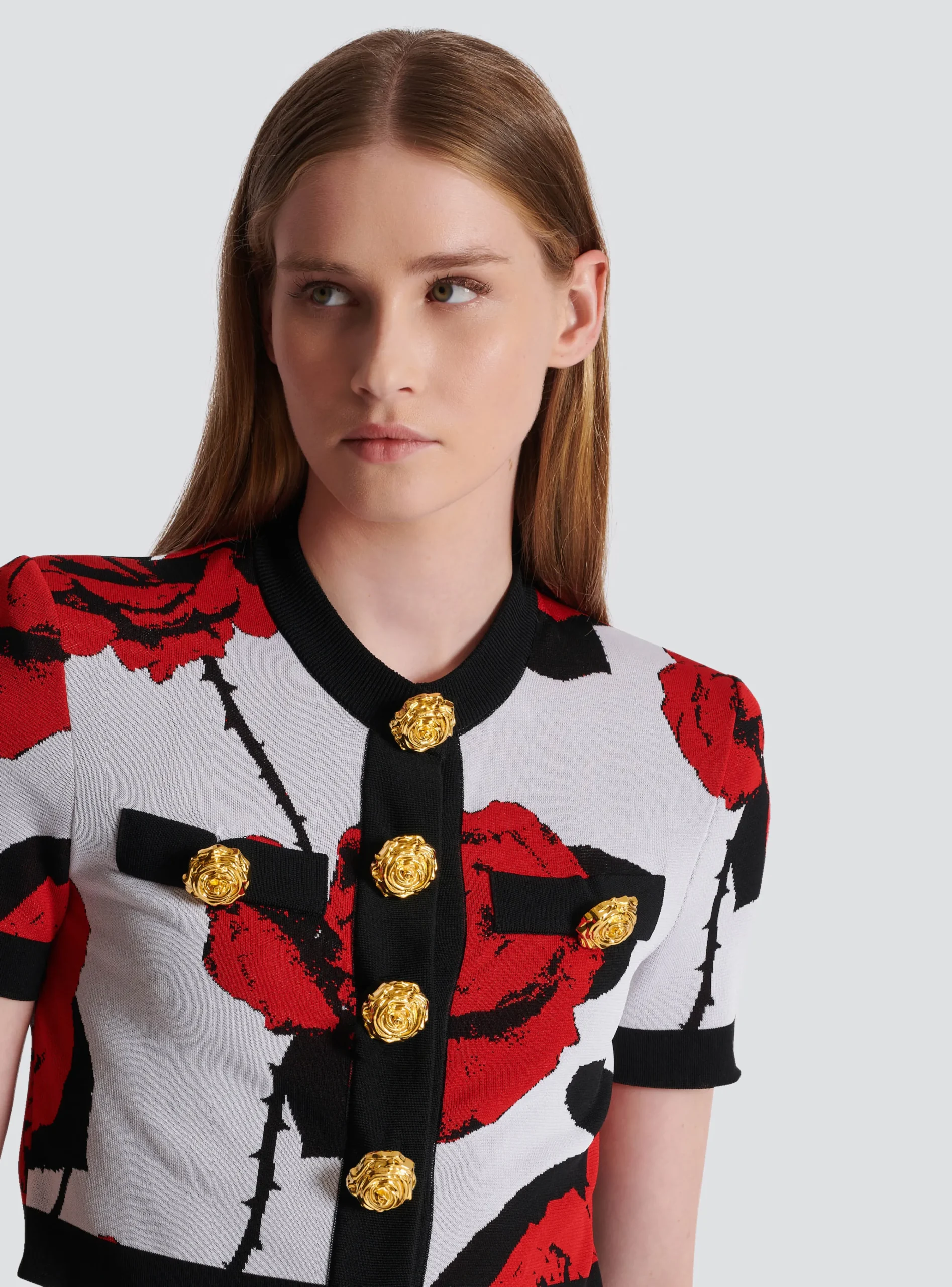 Clearance Roses Jacquard Knit Cardigan Women Knitwear