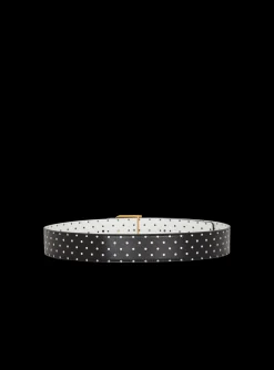 Best Reversible Calfskin B-Belt With A Polka Dots Print Women Belts